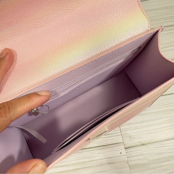 CHARLES & KEITH PASTEL PINK TIE DYE SILVER TONE CHAIN FAUX LEATHER CROSSBODY NWT - Picture 9 of 9